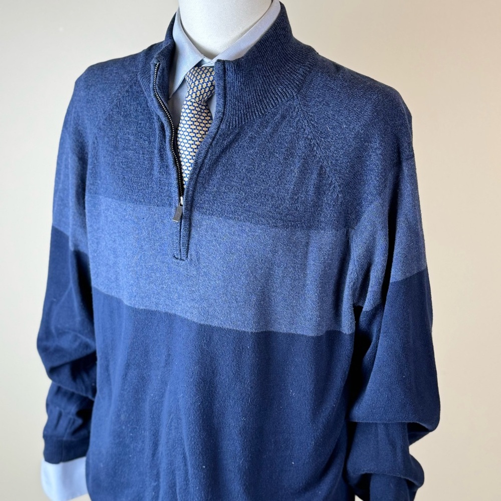 Calvin Klein Men's Large Blue Half-Zip Sweater 100% Cotton